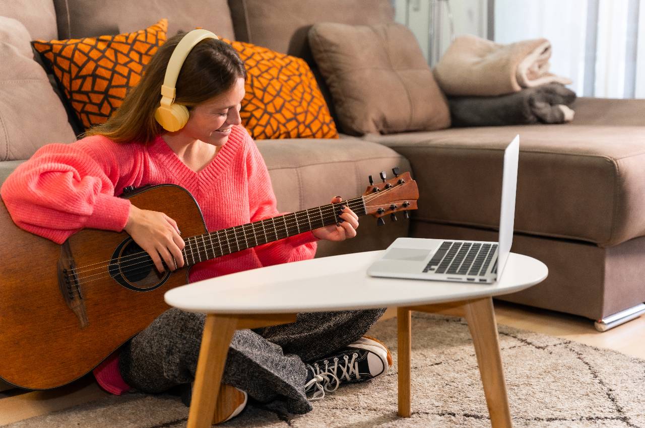 young student with guitar